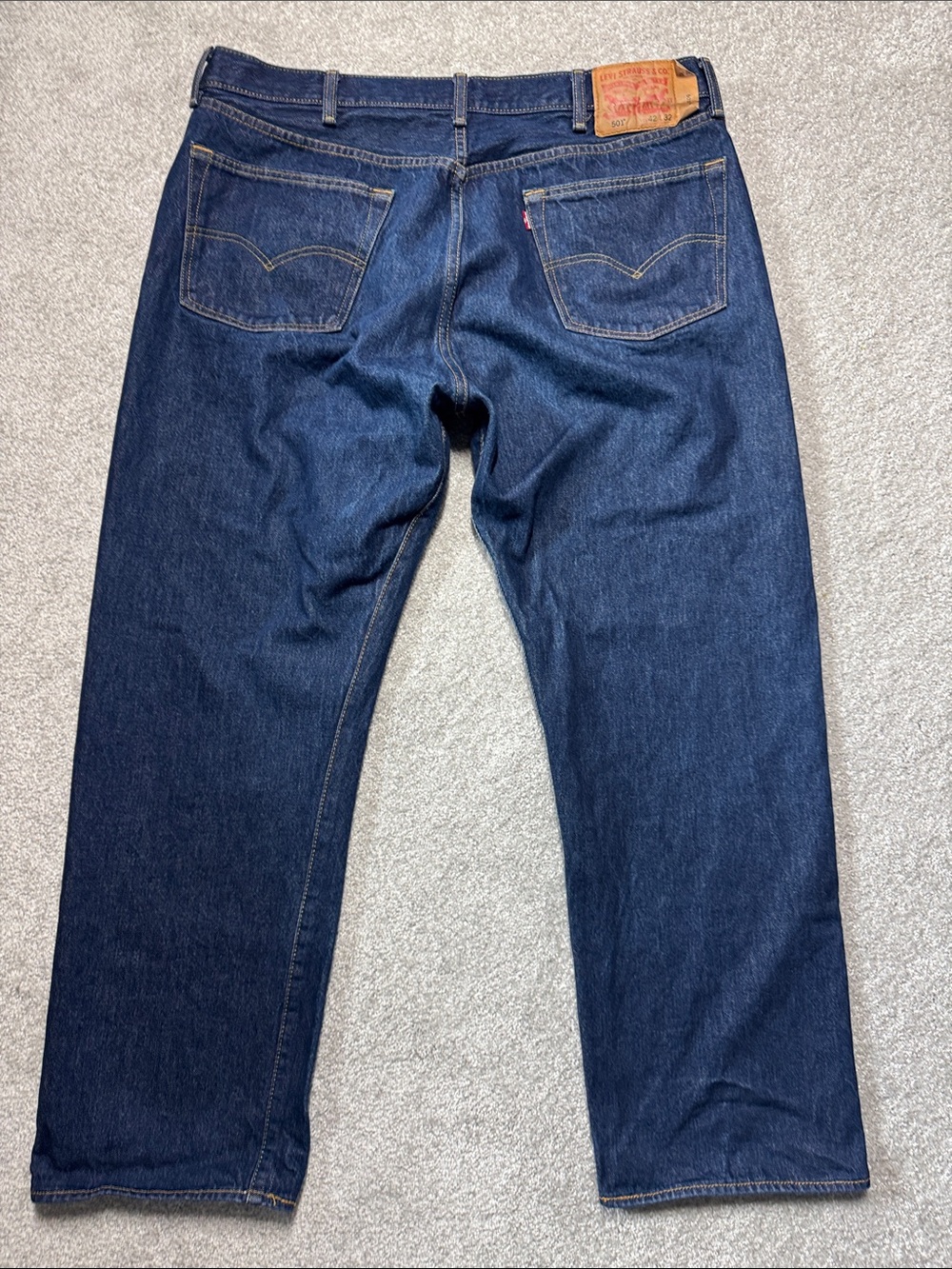 LEVI'S 501 JEANS MEN'S SIZE 42* 39* X 32* 29* BUTTON FLY BLUE DENIM HEMMED